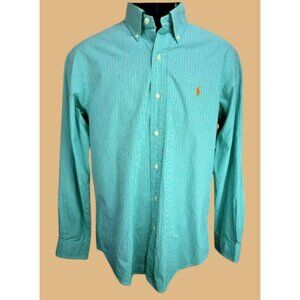 Ralph Lauren Mens Custom Fit Green Check Shirt Small